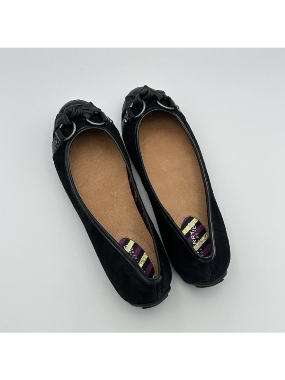 Sperry Top Sider Women’s Size 10 Black Leather Suede Flats Sparkle Shoes 9381377 - Picture 2 of 9